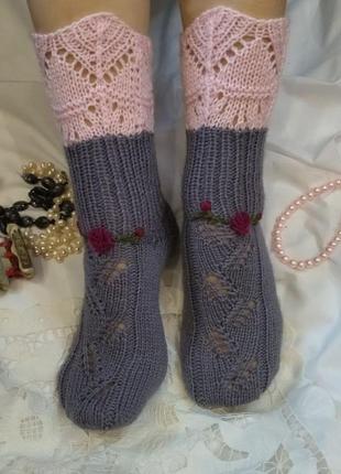 Женские вязаные носки - ажурные носки винтаж - идея для подарка6 фото