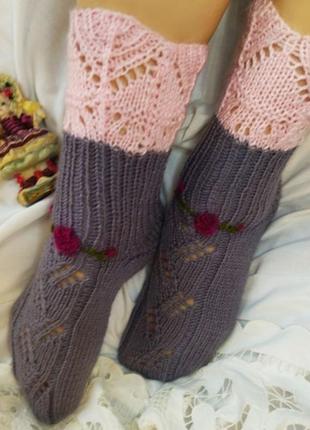 Женские вязаные носки - ажурные носки винтаж - идея для подарка5 фото