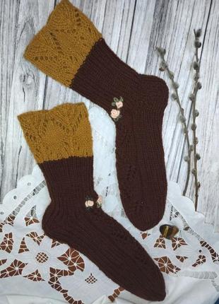 В'язані шкарпетки - ажурні шкарпетки вінтаж - ідея для подарунка6 фото