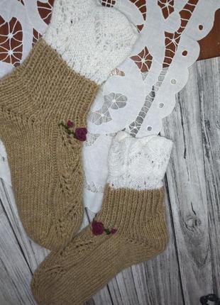 Вязаные носки 38-40р- ажурные носки винтаж - идея для подарка - шерстяные носки2 фото