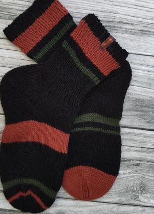 Мужские вязаные носки 41-42 р- шерстяные носки (полоска)2 фото