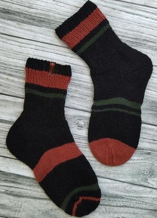 Мужские вязаные носки 41-42 р- шерстяные носки (полоска)5 фото