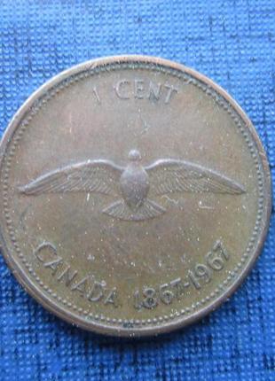 Монета 1 цент канада 1967 ювілейка фауна птах