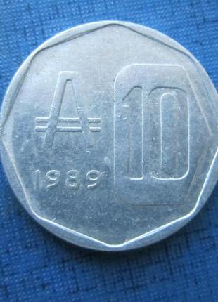 Монета 10 аустраль аргентина 1989