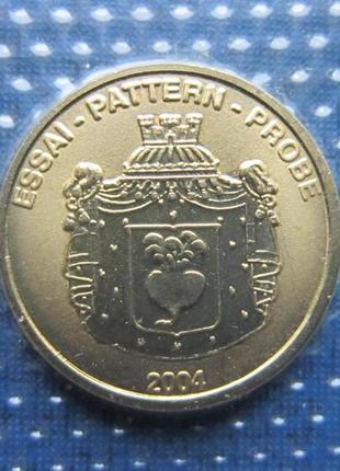 Монета 10 центів (серос) ліхтенштейн 2004 проба европроба герб...