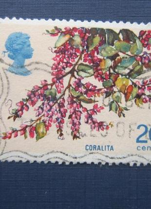 Марка бермуда бермудські острови 1975 флора квіти кораліту гаш...