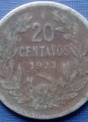 Монета 20 сентаво чилі 1921 1923 1925 1924 фауна птиця кондор ...3 фото