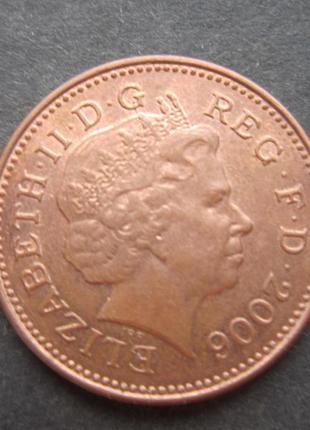 Монета 1 пенні великобританія 2006