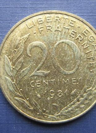 Монета 20 сантимів франція 1983