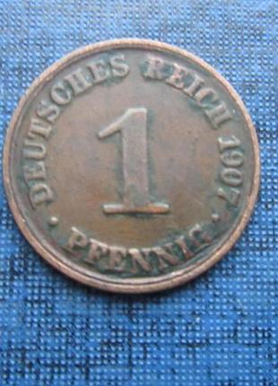 Монета 1 пфеніг німеччина 1907 а