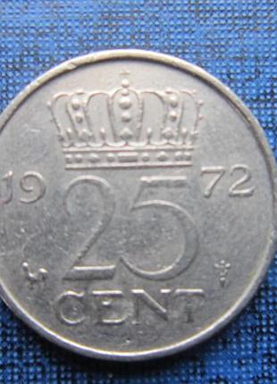 Монета 25 центів нідерланди 1972 1974 два роки ціна за 1 монету