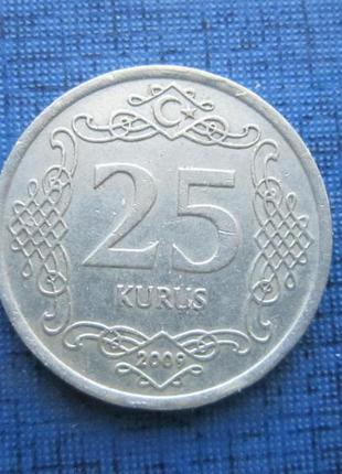 Монета 25 куруш туреччина 2009 два 2011 року ціна за 1 монету