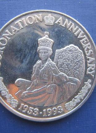 Монета 5 крон терк і кайкос британський 1993 40 років коронації