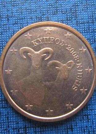 Монета 2 центи кіпр 2008 фауна муфлон