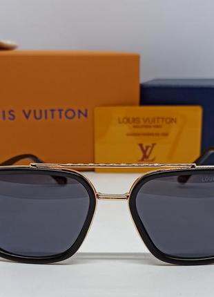 Окуляри в стилі louis vuitton чоловічі сонцезахисні чорні в чорно золотій оправі2 фото