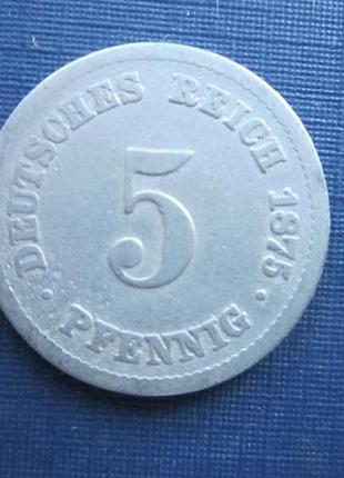Монета 5 пфеннігів німеччина 1875 а імперія