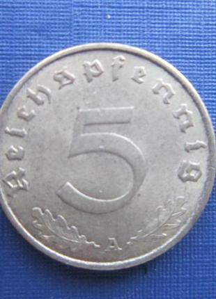 Монета 5 пфеннігів німеччина 1937 а латунь рейх свастика