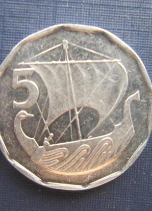 Монета 5 мілімкінапент 1982 алюміній корабель вітрильник стан