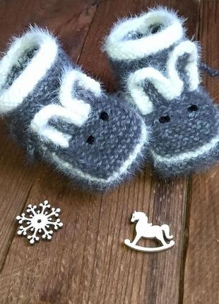 В'язані пінетки - пінетки на 6-18 міс - вовняні пінетки - теплі дитячі шкарпетки