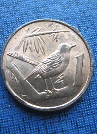 Монета 1 цент кайманови острова 1972 фауна птиця