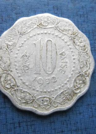 Монета 10 пайсів індія 1972 1975 калькутта 2 роки ціна за 1 мо...