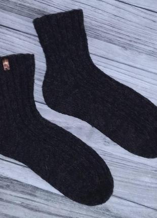 Вовняні в'язані чоловічі шкарпетки 41-42 р - шкарпетки у взуття - теплі шкарпетки2 фото