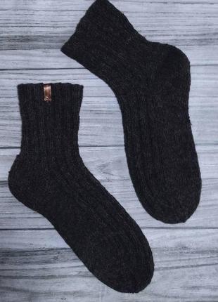 Вовняні в'язані чоловічі шкарпетки 41-42 р - шкарпетки у взуття - теплі шкарпетки4 фото