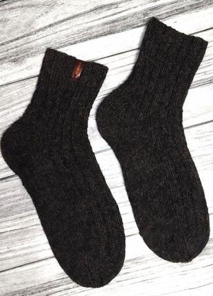 Толстые шерстяные носки 40-42 р - мужские вязанные носки (тем-корич)2 фото