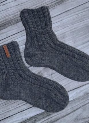 Толстые шерстяные носки 40-42р - домашние носки - зимние вязаные носки (сер)1 фото