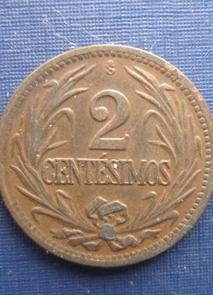Монета 2 чентезимо уругвай 1949