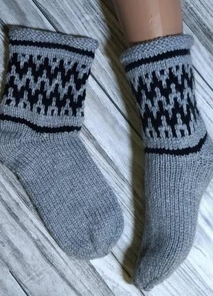 Теплые вязаные носки 33-34р - вязаные сапожки - зимние носки для девочки