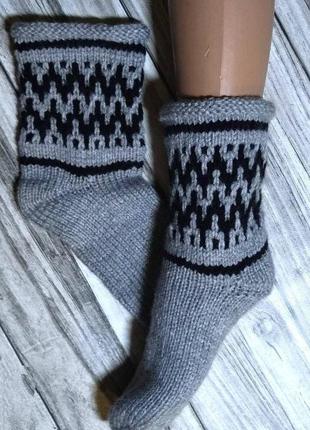 Теплые вязаные носки 33-34р - вязаные сапожки - зимние носки для девочки5 фото