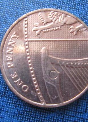 Монета 1 пенні великобританія 2012