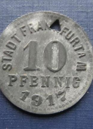 Монета 10 пфеннігів німеччина 1917 нотгельд франкфурт на майні
