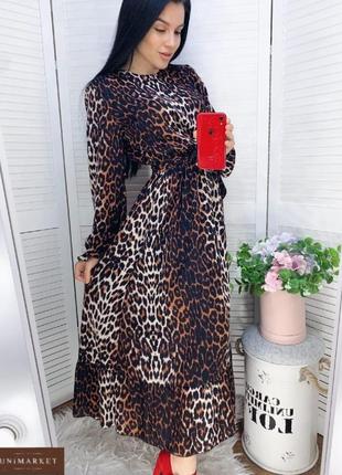 Леопардовое платье с длинным рукавом2 фото