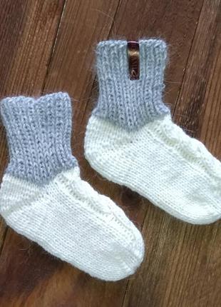 Дитячі вовняні шкарпетки - в'язані шкарпетки з пуху норки - зимові шкарпетки на 2, 3, 4 роки3 фото