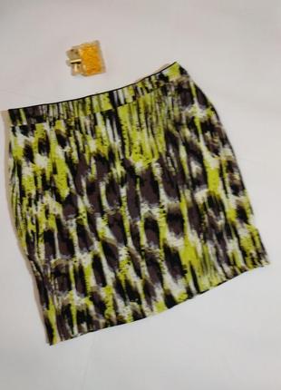 Льняная юбка карандаш в принт 100% лён 16/50-52 размера