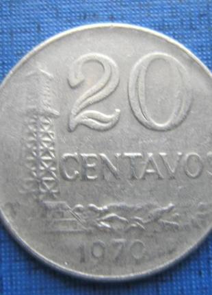 Монета 20 сентаво бразилія 1970 нікель
