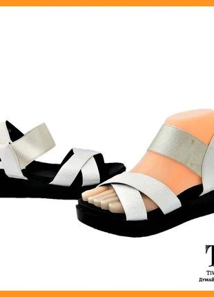 Женские сандалии босоножки белые резинка летняя обувь (размеры: 37,38) - 0-44 фото