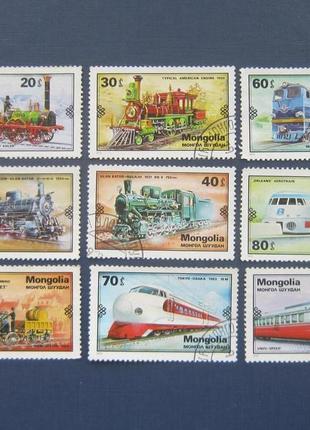 9 марок монголія 1979 транспорт залізниця локомотиви паровози гаш