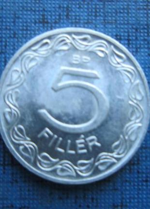 Монета 5 філлеров угорщина 1970