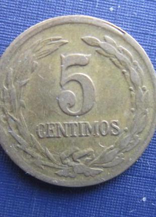 Монета 5 синтимо парагвай 1944