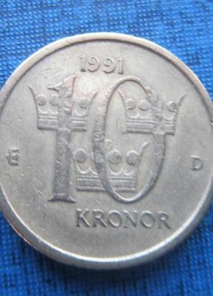 Монета 10 крон швеція 1991