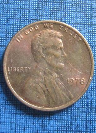 Монета 1 цент сша 1978