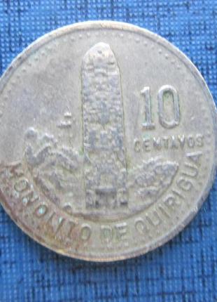 Монета 10 сентаво гватемала 1986 1991 1990 камінь бажань 3 рок...