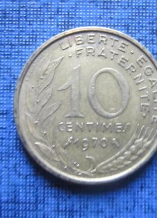Монета 10 сантимів франція 1970