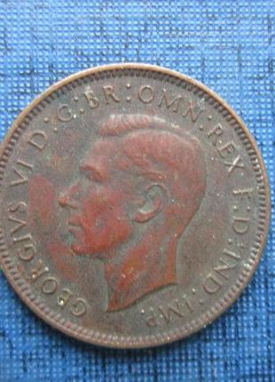 Монета 1/4 пінні фартинг великобританія 1948 1949 фауна птиця ...2 фото
