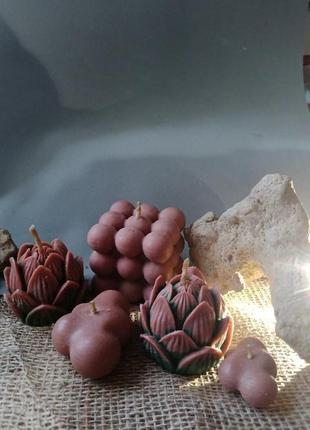 Свічка лотос (артишок). свічки з натурального бджолиного воску3 фото