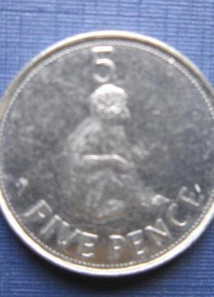 Монета 5 пенсів тайвань великобританія 2010 фауна мавпа