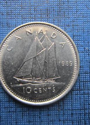 Монета 10 центів канада 1989 корабель вітрильник яхта